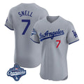 Silnrao LA.Dodgers #7 Blake Snell Player Gray World Series Meet Limited Elite Home Stitched Jerseys