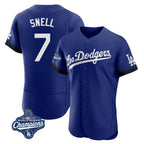 Silnrao LA.Dodgers #7 Blake Snell Player Royal City Connect Elite World Series Meet Home Stitched Jerseys