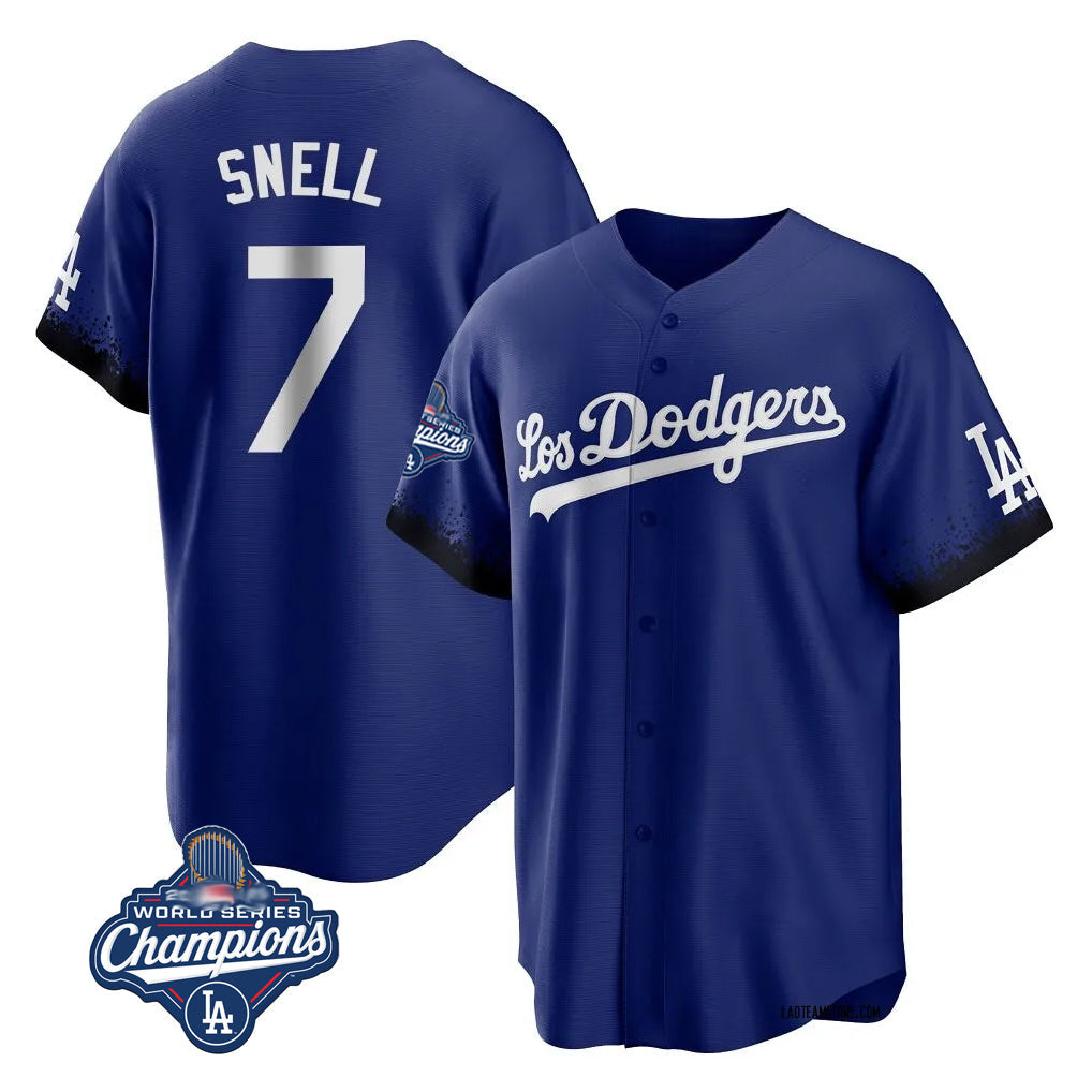 Silnrao LA.Dodgers #7 Blake Snell Player Royal City Connect Game World Series Meet Stitched Jerseys