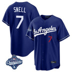 Silnrao LA.Dodgers #7 Blake Snell Player Royal Game World Series Meet Home Stitched Jerseys