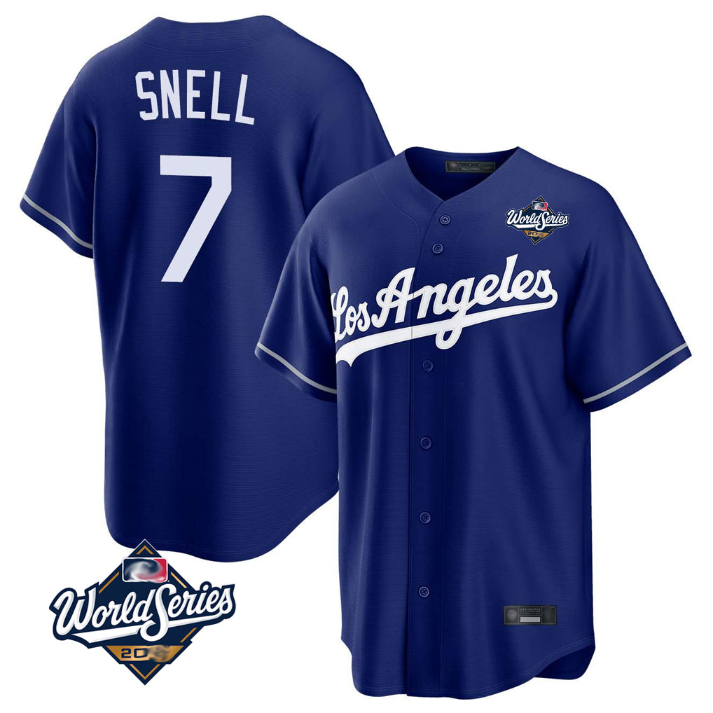 Silnrao LA.Dodgers #7 Blake Snell Player Royal Game World Series Stitched Jerseys