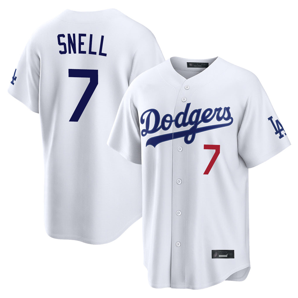 Silnrao LA.Dodgers #7 Blake Snell Player White Game Home Stitched Jerseys