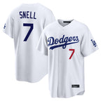 Silnrao LA.Dodgers #7 Blake Snell Player White Game Home Stitched Jerseys