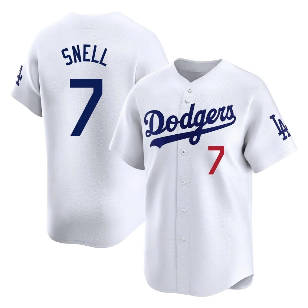 Silnrao LA.Dodgers #7 Blake Snell Player White Game Limited Home Stitched Jerseys