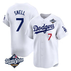 Silnrao LA.Dodgers #7 Blake Snell Player White Game Limited World Series Home Stitched Jerseys