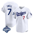 Silnrao LA.Dodgers #7 Blake Snell Player White Game Limited World Series Meet Home Stitched Jerseys