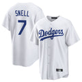 Silnrao LA.Dodgers #7 Blake Snell Player White Game Stitched Jerseys