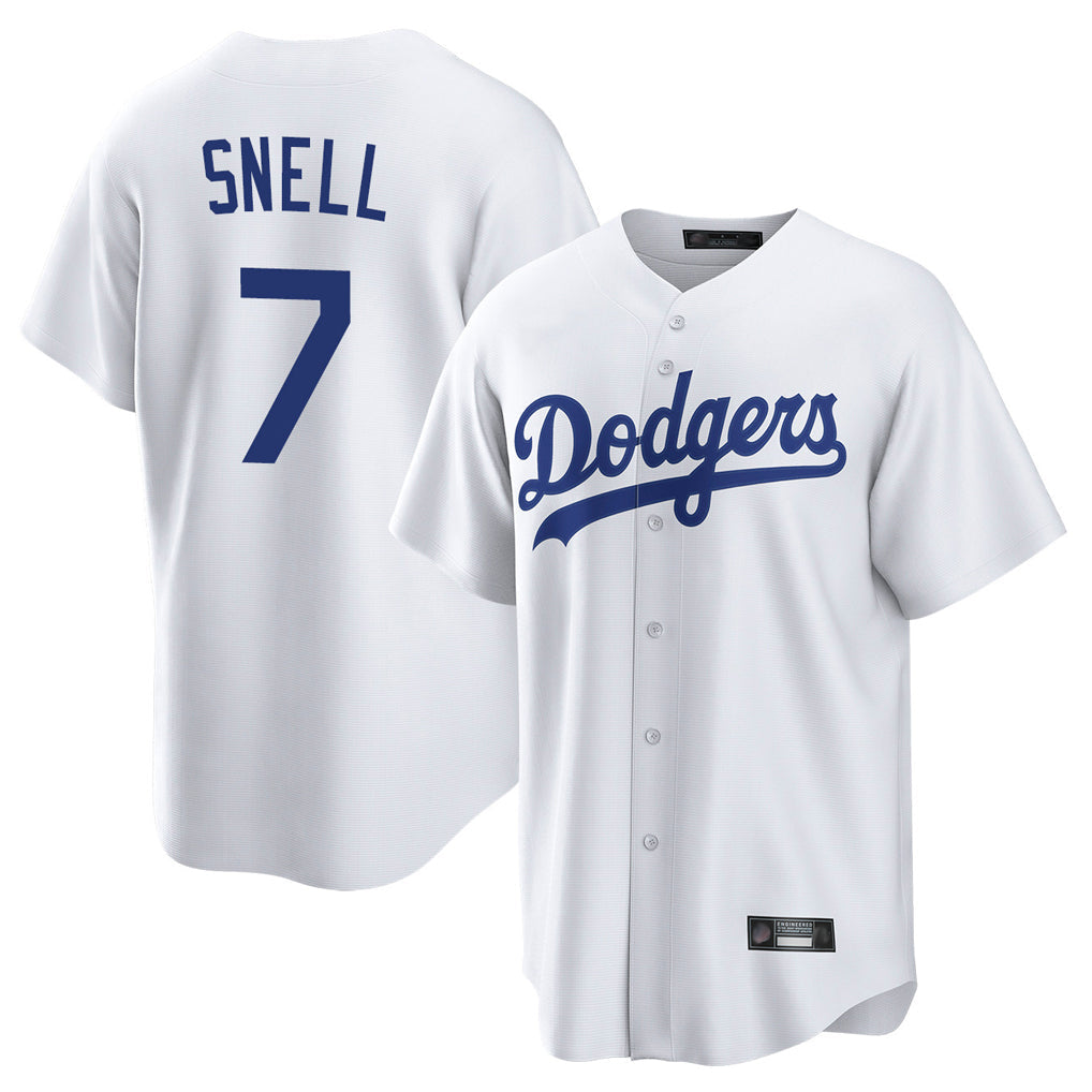 Silnrao LA.Dodgers #7 Blake Snell Player White Game Stitched Jerseys