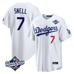 Silnrao LA.Dodgers #7 Blake Snell Player White Game World Series Home Stitched Jerseys