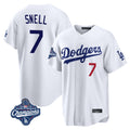 Silnrao LA.Dodgers #7 Blake Snell Player White Game World Series Meet Home Stitched Jerseys