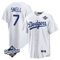 Silnrao LA.Dodgers #7 Blake Snell Player White Game World Series Stitched Jerseys