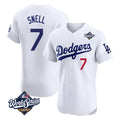 Silnrao LA.Dodgers #7 Blake Snell Player White Limited Elite World Series Home Stitched Jerseys