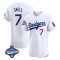 Silnrao LA.Dodgers #7 Blake Snell Player White Limited Elite World Series Meet Home Stitched Jerseys