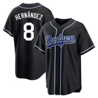 Silnrao LA.Dodgers #8 Enrique Hern¨¢ndez Player Black Carbon Limited Home Stitched Jerseys