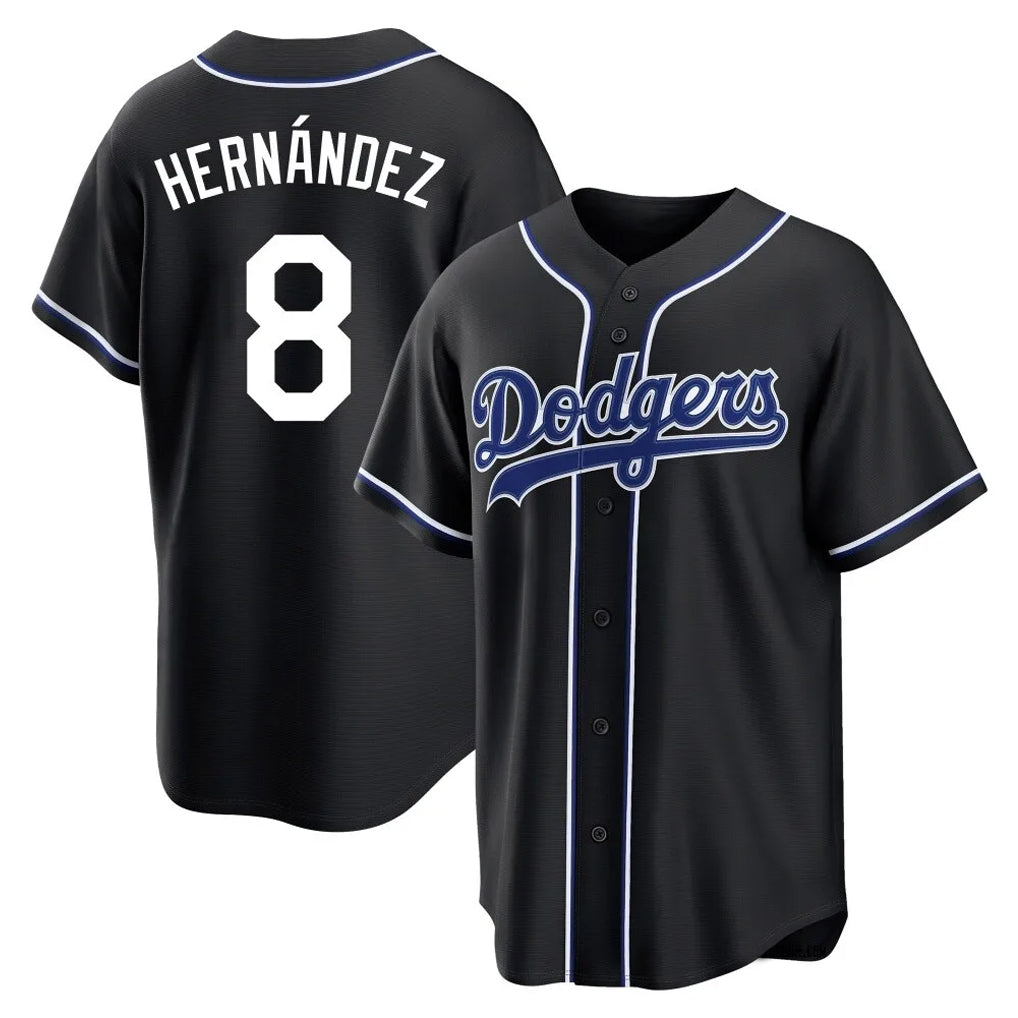 Silnrao LA.Dodgers #8 Enrique Hern¨¢ndez Player Black Carbon Limited Home Stitched Jerseys