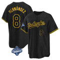 Silnrao LA.Dodgers #8 Enrique Hern¨¢ndez Player Black Gold World Series Meet Limited Home Stitched Jerseys
