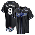 Silnrao LA.Dodgers #8 Enrique Hern¨¢ndez Player Black World Series Carbon Limited Home Stitched Jerseys