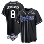 Silnrao LA.Dodgers #8 Enrique Hern¨¢ndez Player Black World Series Carbon Limited Home Stitched Jerseys