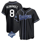 Silnrao LA.Dodgers #8 Enrique Hern¨¢ndez Player Black World Series Meet Carbon Limited Home Stitched Jerseys