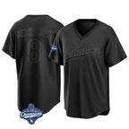 Silnrao LA.Dodgers #8 Enrique Hern¨¢ndez Player Black World Series Meet Pitch Fashion T-shirt Stitched Jerseys