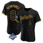 Silnrao LA.Dodgers #8 Enrique Hern¨¢ndez Player Black World Series Meet Snake Skin City Limited Elite Home Stitched Jerseys