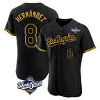 Silnrao LA.Dodgers #8 Enrique Hern¨¢ndez Player Black World Series Snake Skin City Limited Elite Home Stitched Jerseys