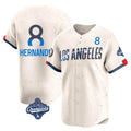 Silnrao LA.Dodgers #8 Enrique Hern¨¢ndez Player Cream World Series Meet City Connect Limited Home Stitched Jerseys