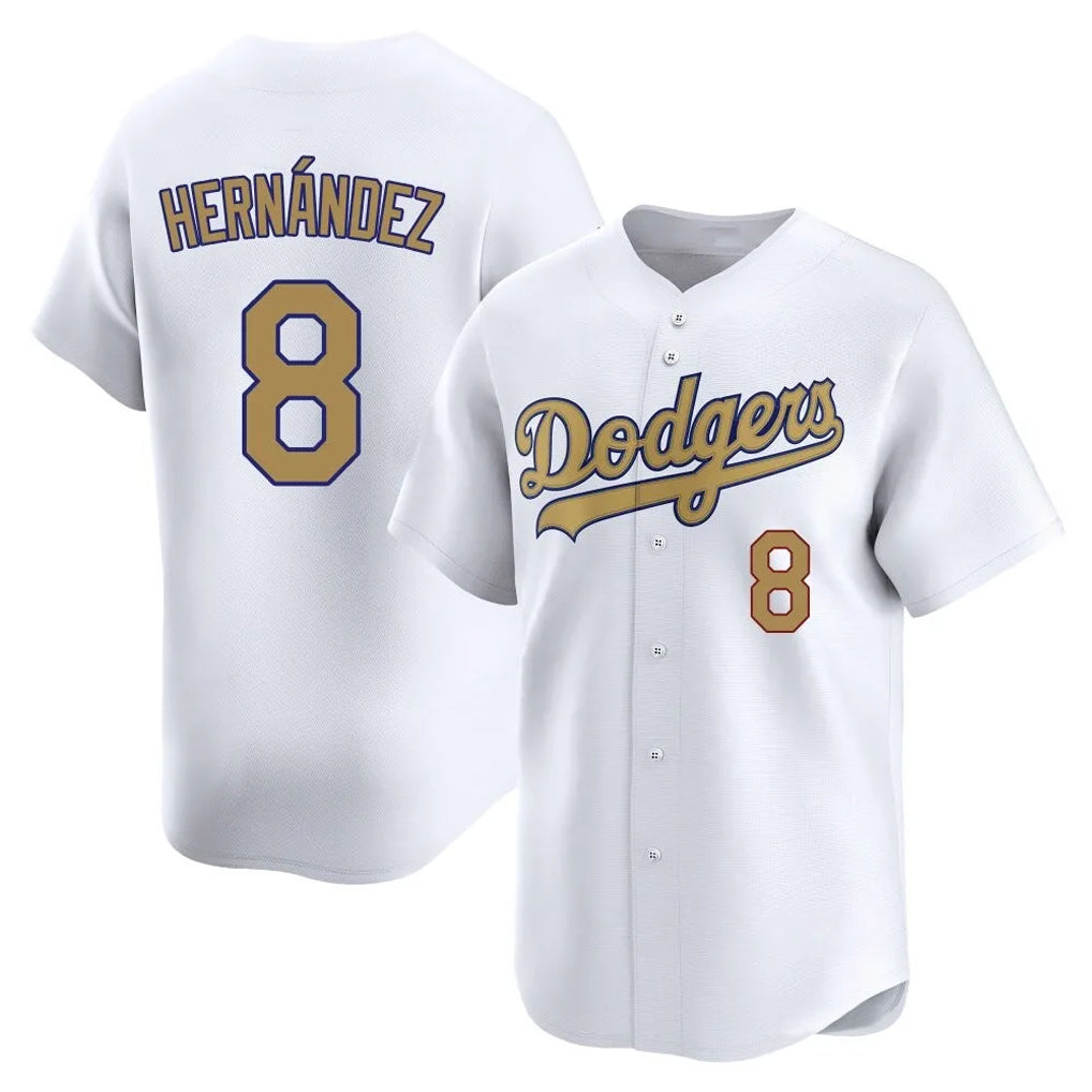 Silnrao LA.Dodgers #8 Enrique Hern¨¢ndez Player Gold Collection Limited Home Stitched Jerseys