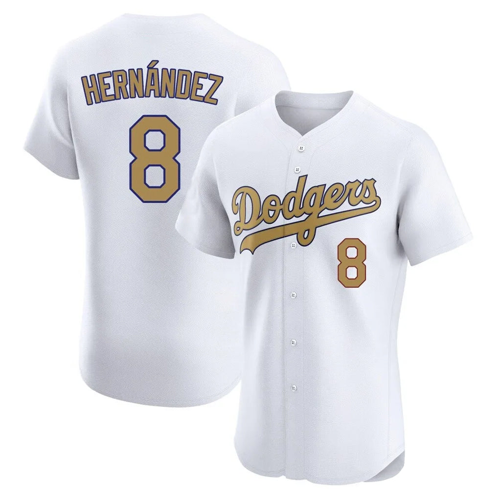 Silnrao LA.Dodgers #8 Enrique Hern¨¢ndez Player Gold Limited Elite Home Stitched Jerseys