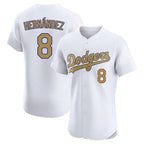 Silnrao LA.Dodgers #8 Enrique Hern¨¢ndez Player Gold Limited Elite Home Stitched Jerseys