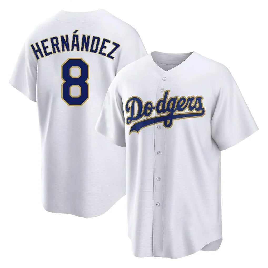 Silnrao LA.Dodgers #8 Enrique Hern¨¢ndez Player Gold White 2026 Collection Stadium Game Stitched Jerseys