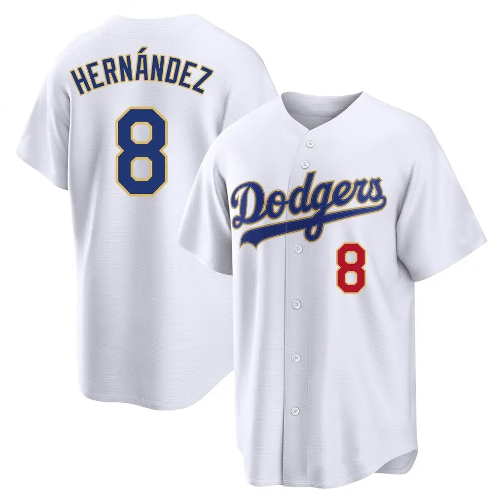 Silnrao LA.Dodgers #8 Enrique Hern¨¢ndez Player Gold White 2026 Collection Stadium Limited Stitched Jerseys