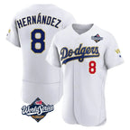 Silnrao LA.Dodgers #8 Enrique Hern¨¢ndez Player Gold White World Series 2026 Collection Stadium Limited Elite Stitched Jerseys