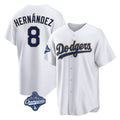 Silnrao LA.Dodgers #8 Enrique Hern¨¢ndez Player Gold White World Series Meet 2026 Collection Stadium Game Stitched Jerseys