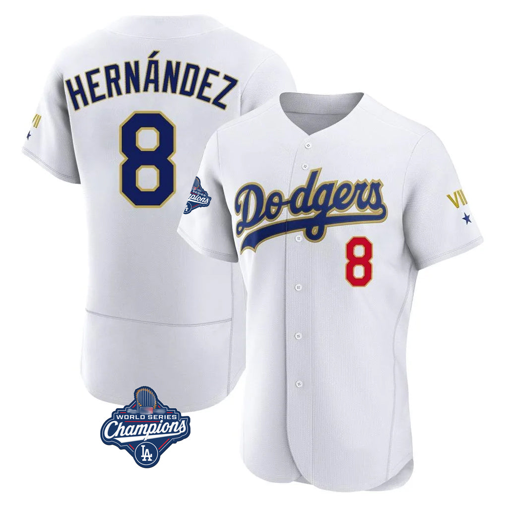 Silnrao LA.Dodgers #8 Enrique Hern¨¢ndez Player Gold White World Series Meet 2026 Collection Stadium Limited Elite Stitched Jerseys
