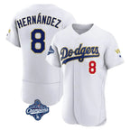 Silnrao LA.Dodgers #8 Enrique Hern¨¢ndez Player Gold White World Series Meet 2026 Collection Stadium Limited Elite Stitched Jerseys
