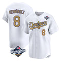 Silnrao LA.Dodgers #8 Enrique Hern¨¢ndez Player Gold World Series Collection Limited Home Stitched Jerseys