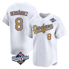 Silnrao LA.Dodgers #8 Enrique Hern¨¢ndez Player Gold World Series Collection Limited Home Stitched Jerseys