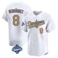Silnrao LA.Dodgers #8 Enrique Hern¨¢ndez Player Gold World Series Meet Collection Limited Home Stitched Jerseys
