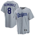 Silnrao LA.Dodgers #8 Enrique Hern¨¢ndez Player Gray Game Stitched Jerseys