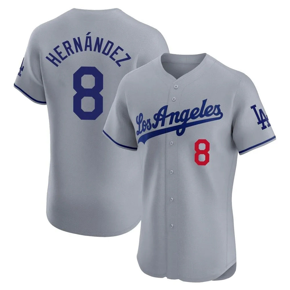 Silnrao LA.Dodgers #8 Enrique Hern¨¢ndez Player Gray Limited Elite Home Stitched Jerseys
