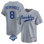 Silnrao LA.Dodgers #8 Enrique Hern¨¢ndez Player Gray World Series Meet Game Limited Home Stitched Jerseys