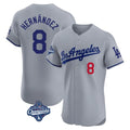 Silnrao LA.Dodgers #8 Enrique Hern¨¢ndez Player Gray World Series Meet Limited Elite Home Stitched Jerseys