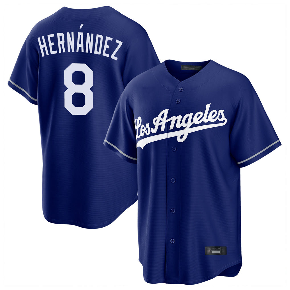 Silnrao LA.Dodgers #8 Enrique Hern¨¢ndez Player Royal Game Stitched Jerseys
