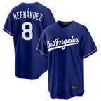 Silnrao LA.Dodgers #8 Enrique Hern¨¢ndez Player Royal Game Stitched Jerseys