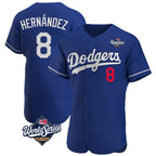 Silnrao LA.Dodgers #8 Enrique Hern¨¢ndez Player Royal World Series Limited Elite Home Stitched Jerseys