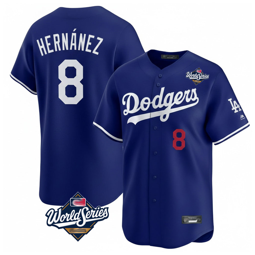 Silnrao LA.Dodgers #8 Enrique Hern¨¢ndez Player Royal World Series Limited Home Stitched Jerseys