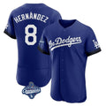 Silnrao LA.Dodgers #8 Enrique Hern¨¢ndez Player Royal World Series Meet City Connect Elite Home Stitched Jerseys