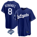 Silnrao LA.Dodgers #8 Enrique Hern¨¢ndez Player Royal World Series Meet Game Stitched Jerseys