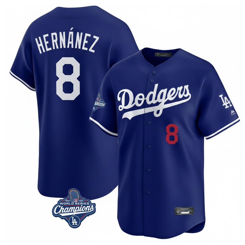 Silnrao LA.Dodgers #8 Enrique Hern¨¢ndez Player Royal World Series Meet Limited Home Stitched Jerseys